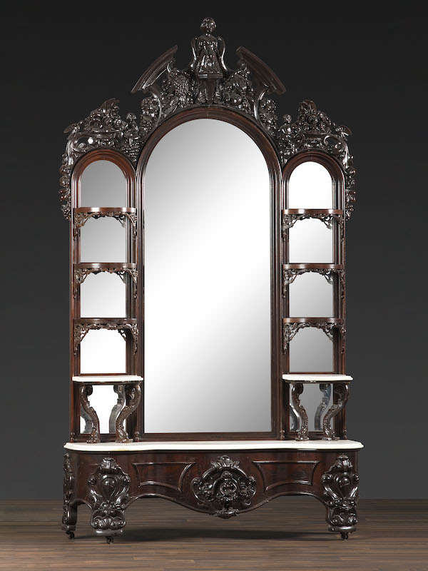 Renaissance Revival marble and rosewood etagere attributed to John Henry Belter, $22,800 