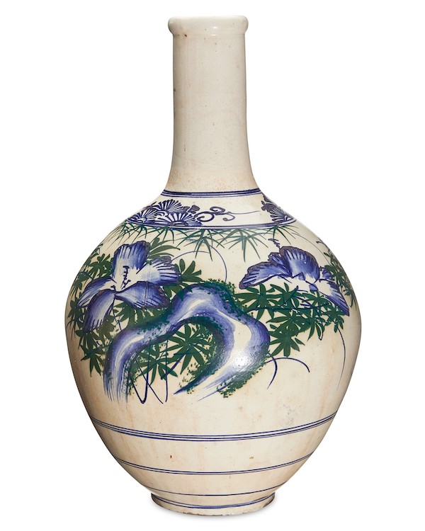 Korean Joseon dynasty blue and white porcelain vase, estimated at $5,000-$7,000
