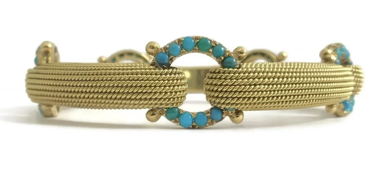 1960s 18K gold and turquoise link bracelet, estimated at $7,000-$8,000