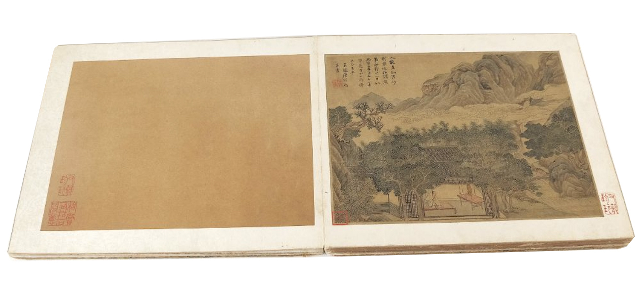Set of 12 Chinese paintings mounted in a fold-out book, $50,000 