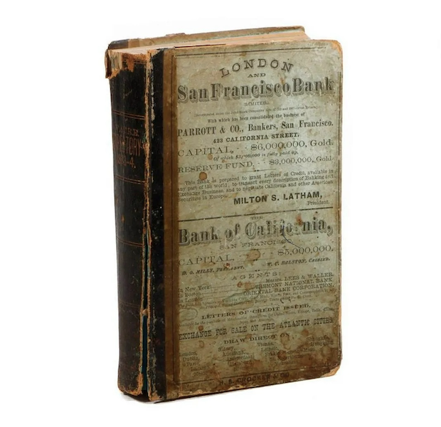 Virginia & Truckee Railroad Directory from 1873-74, in fair to good condition, estimated at $2,000-$3,000