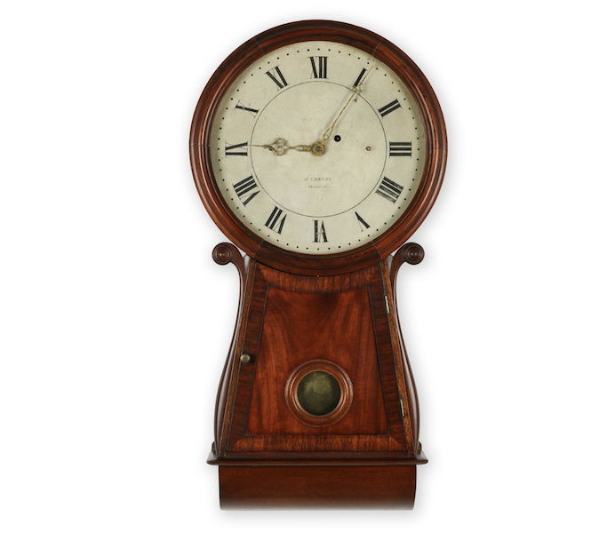 Circa-1820s Montreal key hole mahogany wall clock by Martin Cheney, CA$20,060