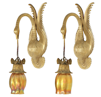 Swan sconces with Tiffany shades could soar at Hill Auction Gallery, April 26