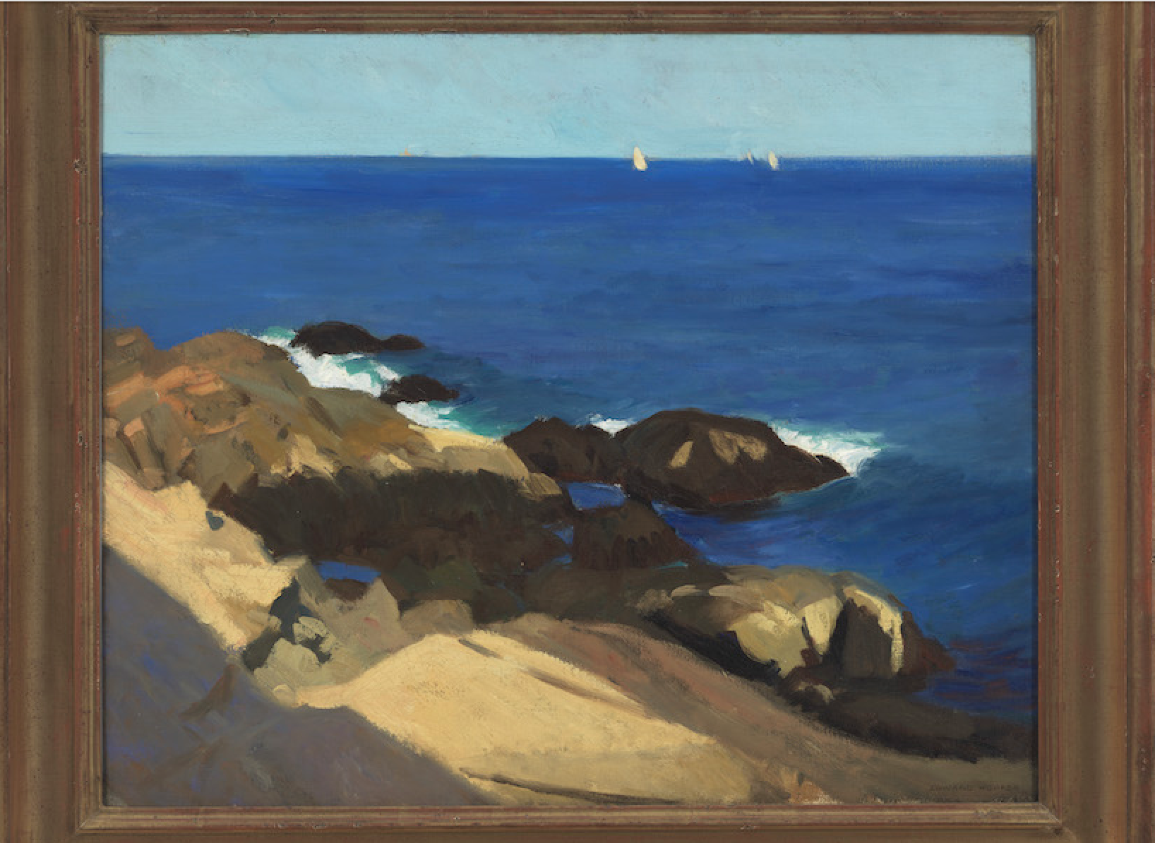 Edward Hopper, ‘Briar Neck, Gloucester,’ 1912. Oil on canvas, 24 3/16 by 29 1/8in. (61.4 by 74cm). Whitney Museum of American Art, New York, Josephine N. Hopper bequest, 70.1193. Digital image © Whitney Museum of American Art / Licensed by Scala / Art Resource, NY N.B. The correct spelling of this local landmark is Brier Neck. © 2023 Heirs of Josephine N. Hopper / Licensed by Artists Rights Society (ARS), NY 