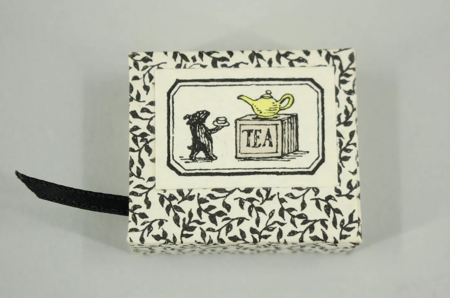 Edward Gorey’s first miniature book included a deluxe limited edition of 100 copies hand-colored and signed by him, one of which achieved $2,700 plus the buyer’s premium in November 2021. Image courtesy of Ashcroft and Moore LLC and LiveAuctioneers