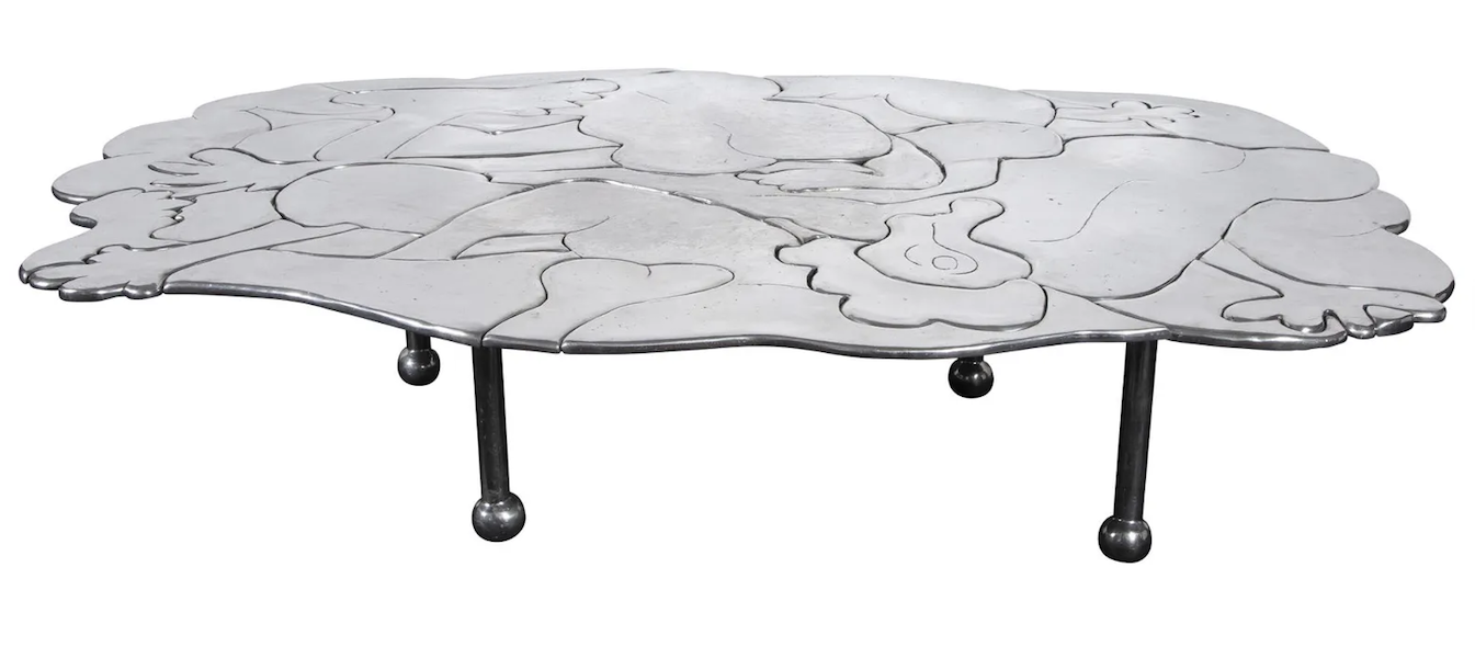 Chris Wolston cast-aluminum Chicharron low table, $9,450. Image courtesy of Doyle and LiveAuctioneers