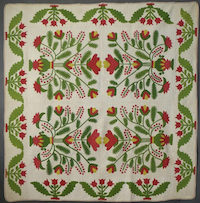 Circa-1850 all-cotton American Pot of Flowers quilt, estimated at $4,000-$5,000