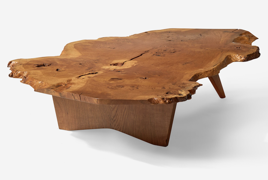 George Nakashima 1967 Slab coffee table in English oak burl, estimated at $70,000-$90,000