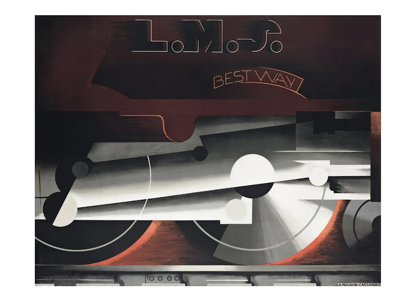 This 1928 A.M. Cassandre railroad travel poster, known as ‘L.M.S. BEST WAY,’ achieved $36,000 plus the buyer’s premium in May 2022 at Swann Auction Galleries. Ten years earlier, a different vintage example of the poster sold at Swann for $162,500 and a world auction record for any travel poster. Image courtesy of Swann Auction Galleries and LiveAuctioneers.
