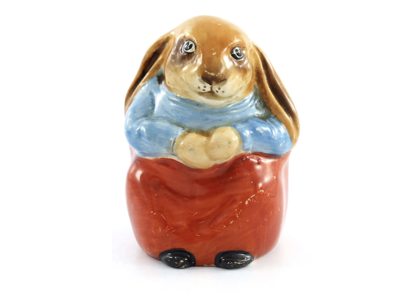 A Bunnykins figural pepper pot by Barbara Vernon Bailey for Royal Doulton earned $3,748 plus the buyer’s premium in October 2021. Image courtesy of Kinghams Auctioneers and LiveAuctioneers.