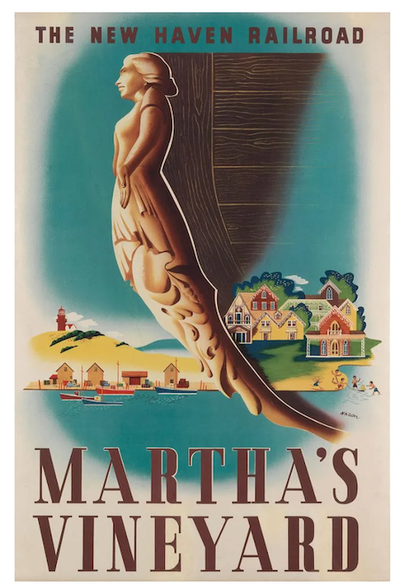 Ben Nason’s circa-1941 Martha’s Vineyard travel poster for the New Haven Railroad made $5,800 plus the buyer’s premium in August 2022. Image courtesy of Swann Auction Galleries and LiveAuctioneers.