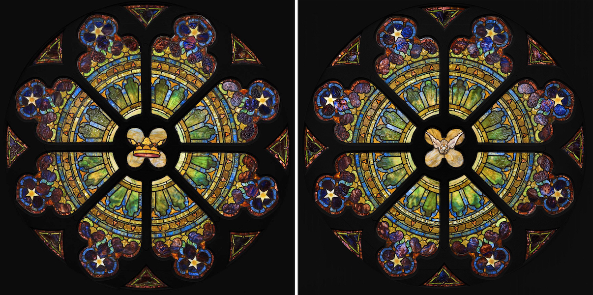 Circa-1905 Tiffany Studios rose windows, created for St. Paul’s Presbyterian Church in Pennsylvania, each individually estimated at $150,000-$250,000 