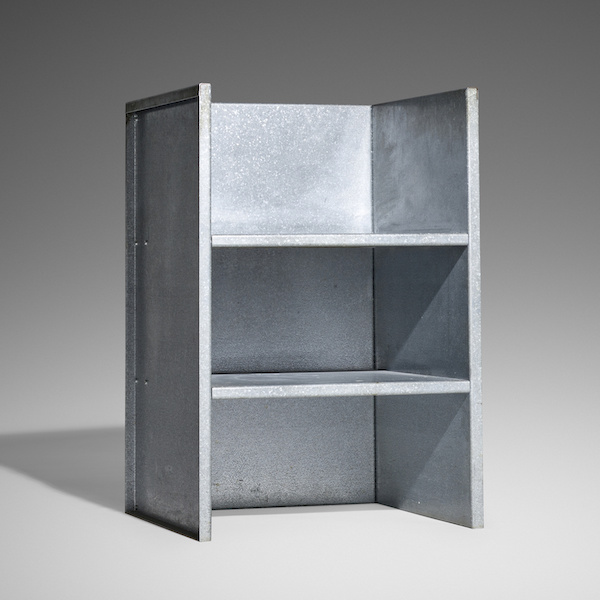 Donald Judd Rare Armchair 1, one of two made from galvanized steel, estimated at $60,000-$80,000. Image courtesy of Rago/Wright