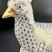 Detail of signed Herend pheasant bird figurine from 1997 in the 24K gold Fishnet pattern, estimated at $2,500-$3,000