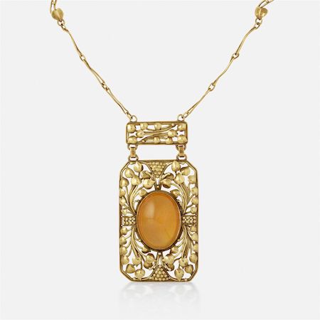 Josephine Hartwell Shaw fire opal and gold necklace, estimated at $2,500-$3,500