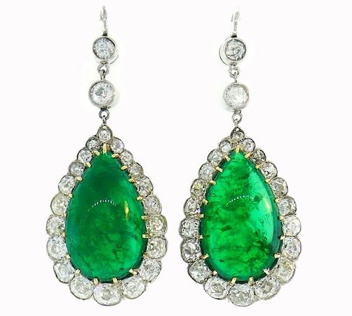 Victorian gold, silver, emerald and diamond earrings, estimated at $19,000-$23,000