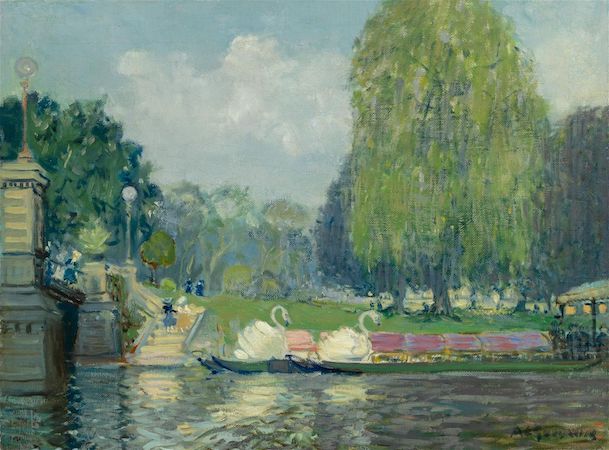 Arthur Clifton Goodwin, ‘Swan Boats, Boston Public Garden,’ estimated at $4,000-$6,000. Image courtesy of Doyle and LiveAuctioneers