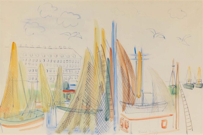 Raoul Dufy, ‘Le Port de Boston,’ estimated at $18,000-$20,000. Image courtesy of Doyle and LiveAuctioneers