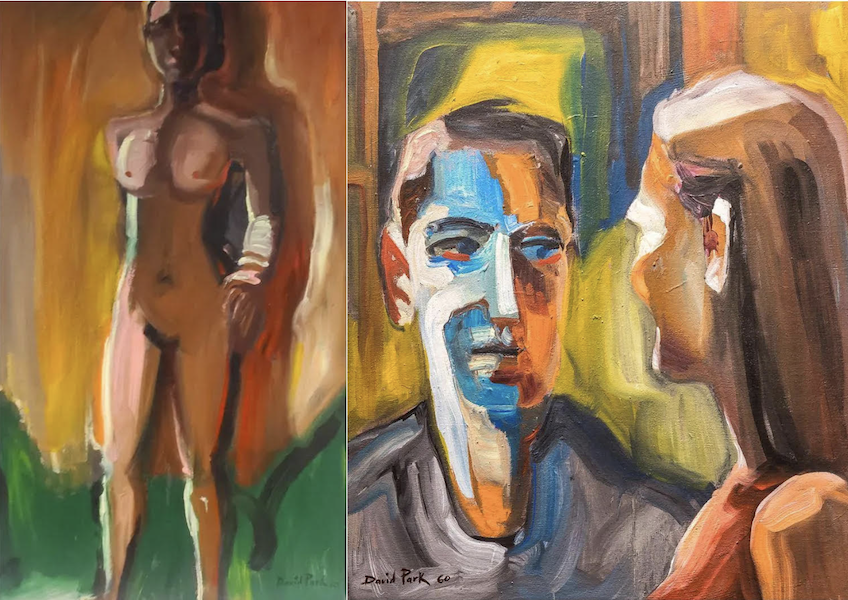 Two oil-on-canvas paintings by David Park (American, 1911-1960): (Left) ‘Female Nude,’ 29in x 17in. Estimate $350,000-$400,000. Opening bid: $175,000. (Right) ‘Two Faces,’ 24in x 20in. Both paintings are artist-signed and dated 1960. Estimate $300,000-$350,000. Opening bid: $150,000. Provenance: Each is from a Beverly Hills private collection. Image courtesy of King’s Auctions
