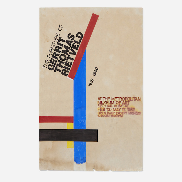 Rietveld exhibition poster mock-up, estimated at $1,500-$2,000. Image courtesy of Rago/Wright