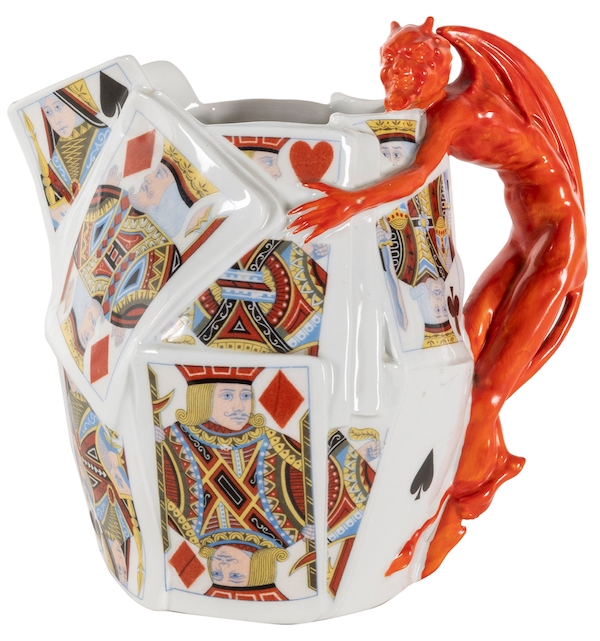 Royal Bayreuth devil and cards pitcher, estimated at $300-$500