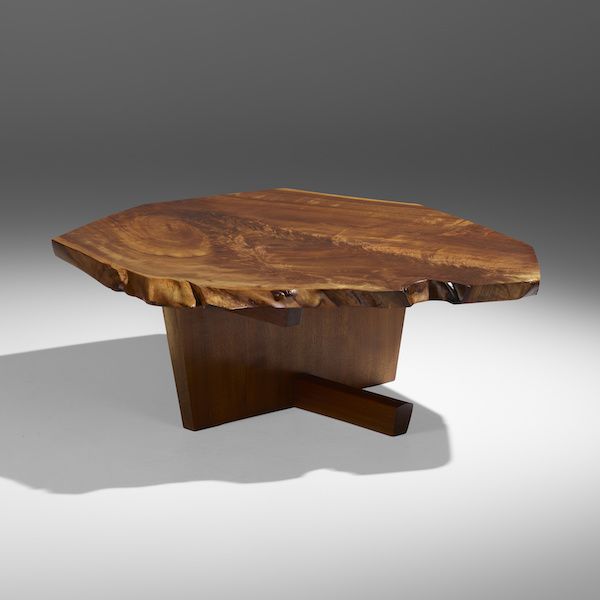 George Nakashima Minguren I coffee table, estimated at $35,000-$45,000. Image courtesy of Rago Arts and Auction Center