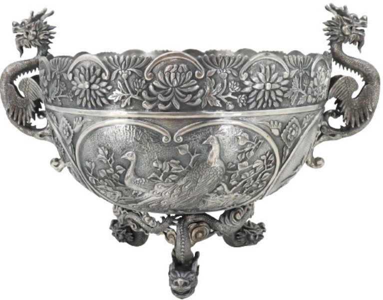 Chinese Export silver centerpiece bowl, $21,420