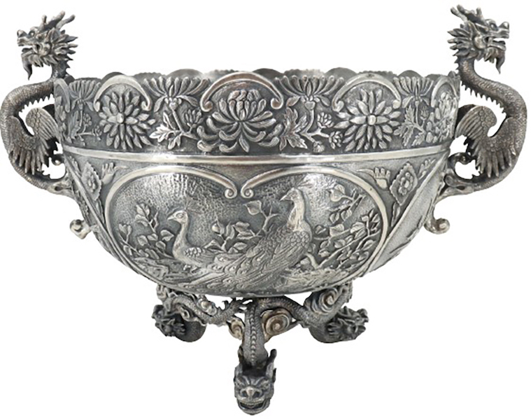 Chinese Export silver centerpiece bowl, estimated at $8,000-$12,000. Image courtesy of Sarasota Estate Auction