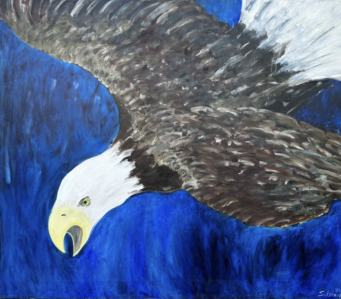 Sheila Isham (New York, b. 1927-), Cosmic Myth – Eagle, 68in x 78in. Exhibited in 1995 at Fernbank Museum of Natural History in Atlanta. Estimate $1,000-$1,500