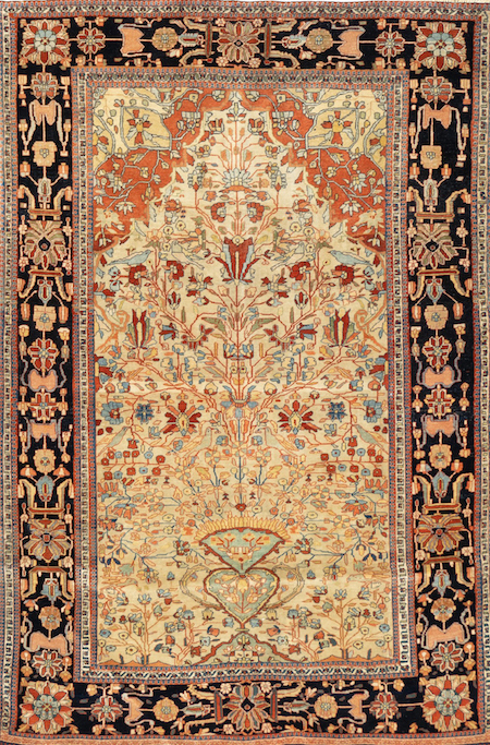 Antique Mohtsaham Kashan rug, estimated at $12,000-$15,000