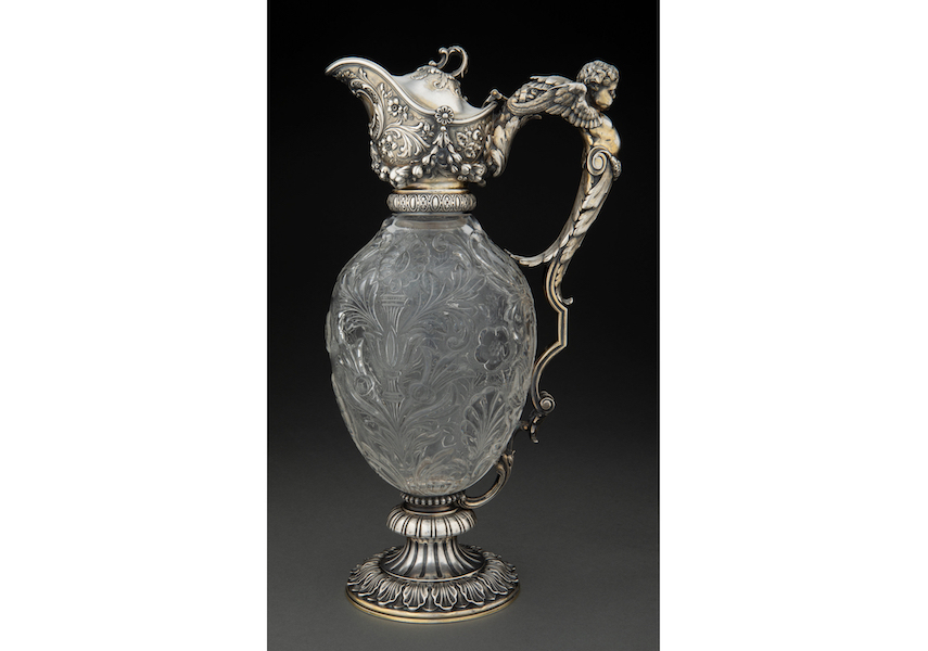 Gorham Mfg. Co. partial gilt silver and cut glass claret jug, made for the 1893 World’s Columbian Exposition, estimated at $3,000-$5,000. Image courtesy of Heritage Auctions, ha.com