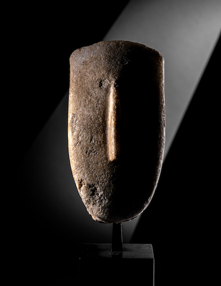 Large Cycladic marble head, estimated at $100,000-$150,000