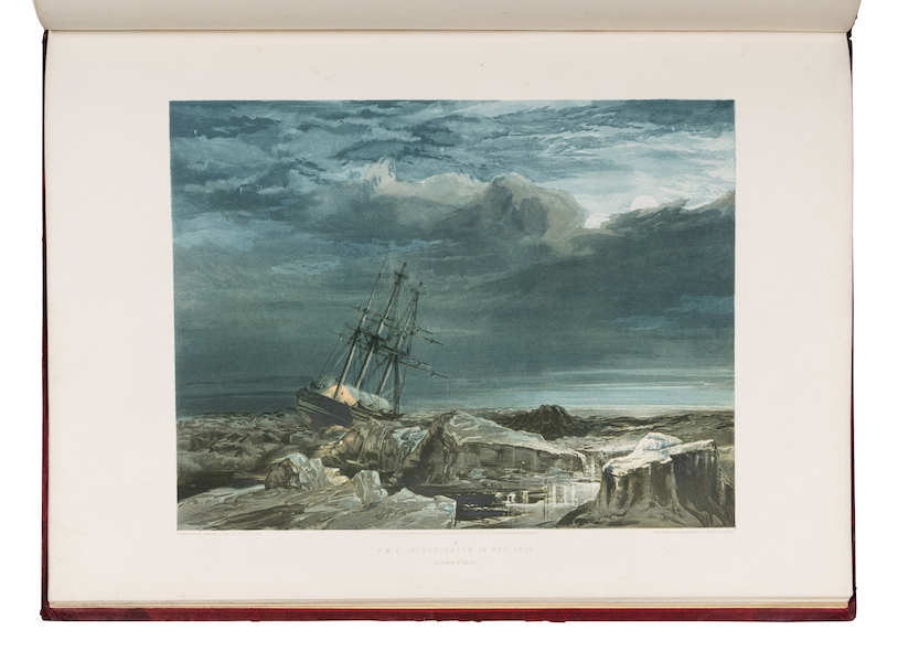 Series of eight color sketches by Lieutenant Samuel Gurney Cresswell of the voyage of the H.M.S. Investigator, estimated at $15,000-$25,000. Image courtesy of Hindman