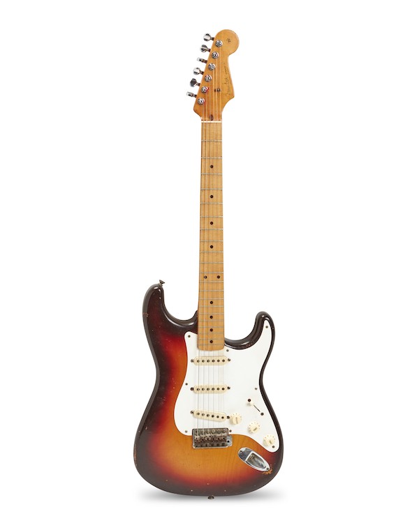 1958 Fender Stratocaster electric guitar, $32,500. Image courtesy of John Moran Auctioneers