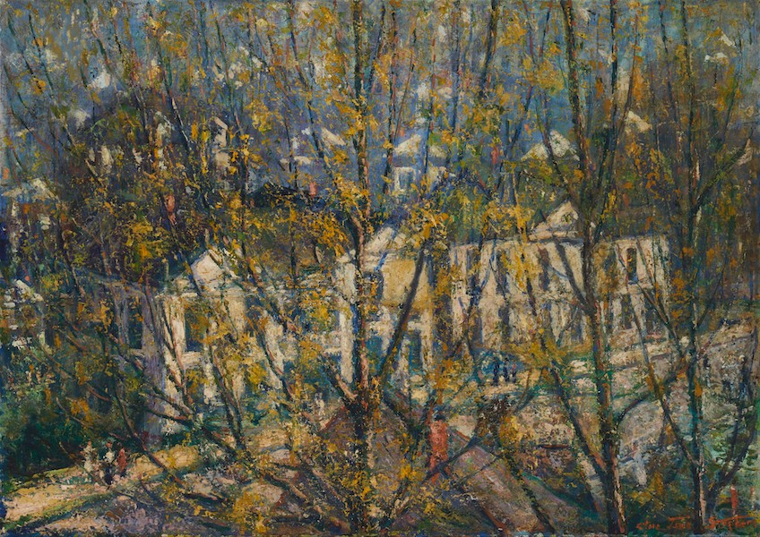 Clara Jane Stephens, ‘Houses And Street Glimpsed Through Dense Trees,’ $17,500. Image courtesy of John Moran Auctioneers