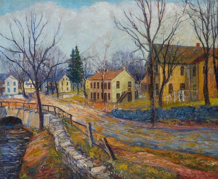 Walter Emerson Baum, ‘Road Across The Creek,’ $13,750. Image courtesy of John Moran Auctioneers
