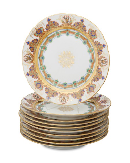 Circa-1825-1855 set of Russian Imperial porcelain plates, period of Nicholas I, $20,000 