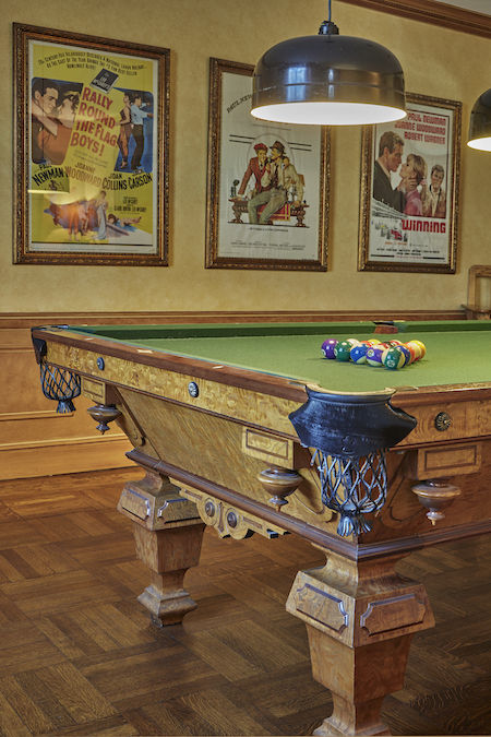 Woodward and Newman’s bespoke Brunswick-Balke-Collender Co. oak billiard table. Image courtesy of Sotheby’s