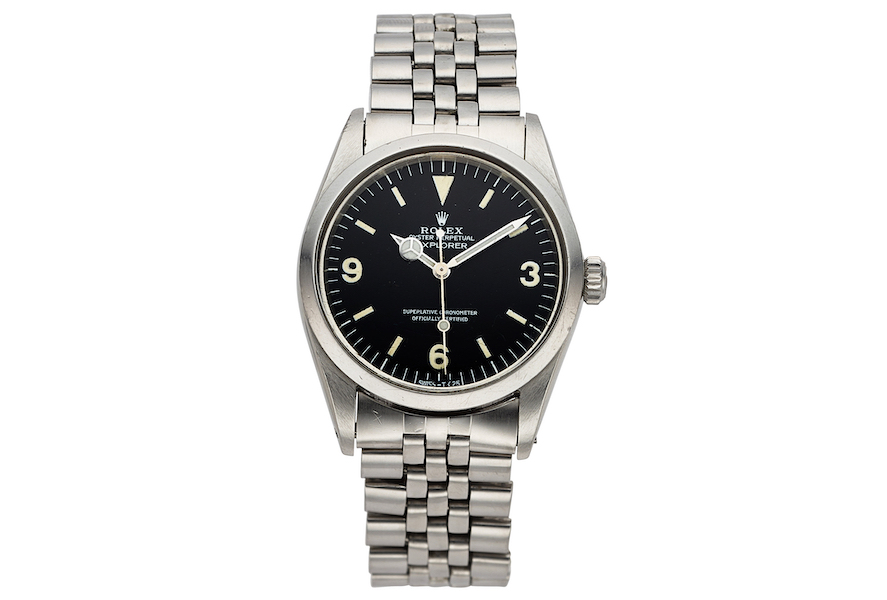 Circa-1960 Rolex Oyster Perpetual Explorer 1 with extensive documentation, estimated at $2,700-$1 million. Image courtesy of Heritage Auctions, ha.com