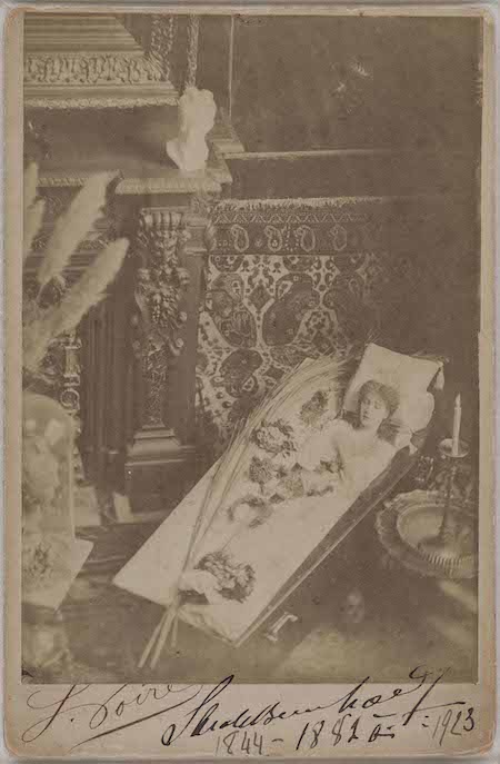 Melandri, ‘Sarah Bernhardt sleeping in her coffin,’ circa 1880. City of Paris / Marguerite Durand Library. © City of Paris / Marguerite Durand Library. Photo credit Paris Musees / Petit Palais / Gautier Deblonde