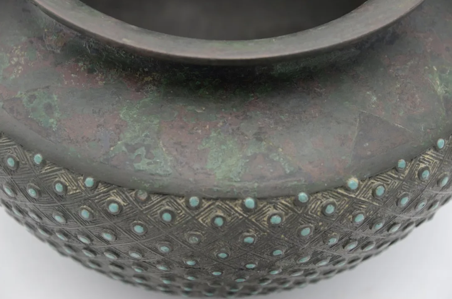 Detail of Han-type inlaid archaistic bronze vessel with provenance to the Prince Kung collection, estimated at $100,000-$200,000