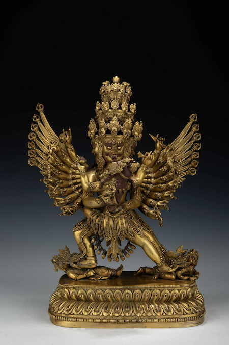 Qing dynasty gilt bronze tantric Avalokiteshvara Bodhisattva Buddha statue, estimated at $20,000-$115,000