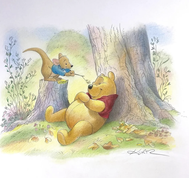 John Kurtz original illustration art of Winnie the Pooh and Roo for the 2005 book ‘Best Day Ever,’ estimated at $450-$550