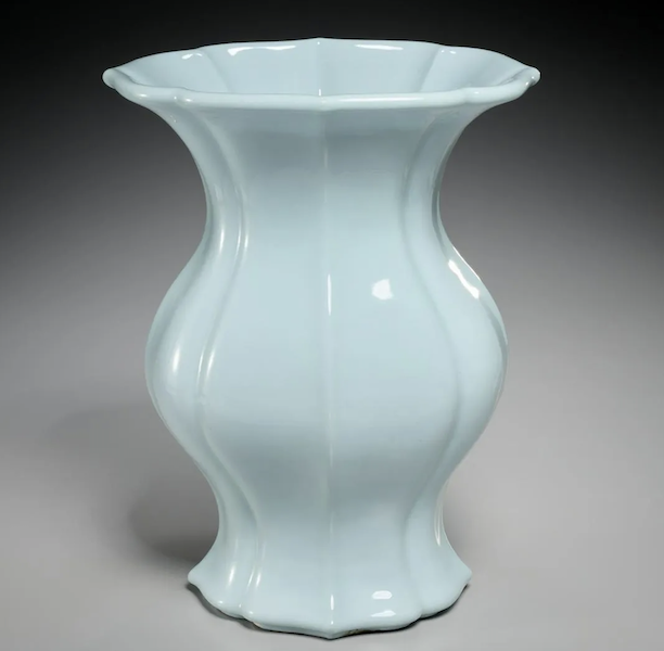 Chinese clair de lune Gu vase with Qianlong mark, estimated at $1,500-$2,500. Image courtesy of Millea Bros and LiveAuctioneers