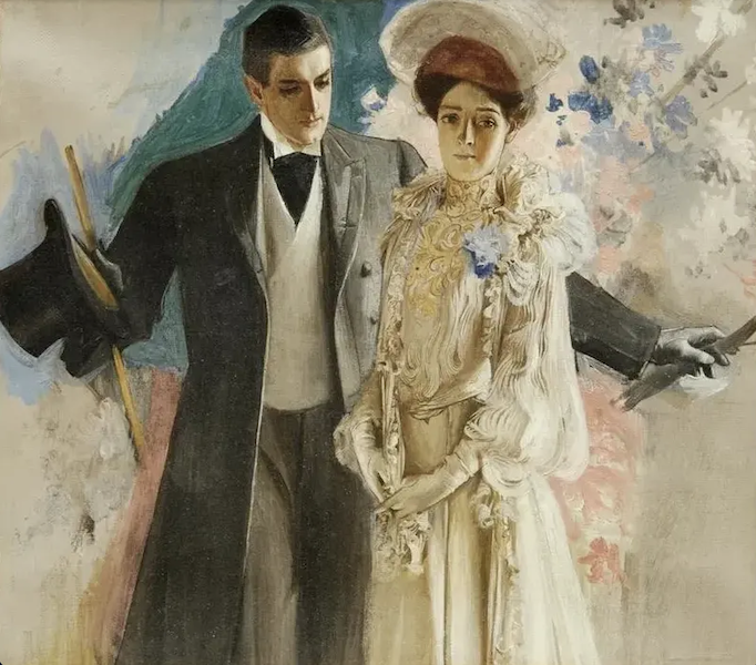 J.C. Leyendecker, ‘Elegant Couple,’ estimated at $7,000-$10,000. Image courtesy of Millea Bros and LiveAuctioneers