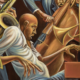Detail from Ernie Barnes’s ‘Quintet,’ $645,000. Image courtesy of Heritage Auctions, ha.com
