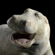 Detail of Egyptian faience hippopotamus, estimated at $40,000-$60,000