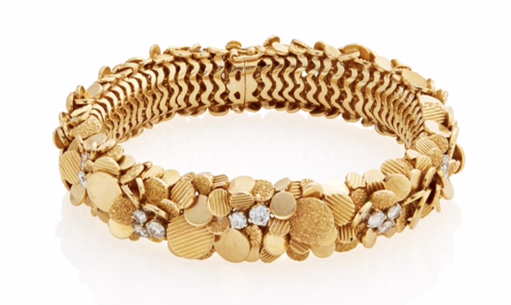 18K gold and diamond bracelet, estimated at $5,000-$7,000 