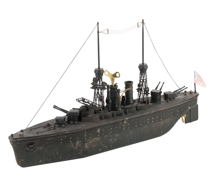 1920 American pre-WWI style Samuel Orkin USS New Mexico toy battleship, estimated at CA$6,600-$11,000