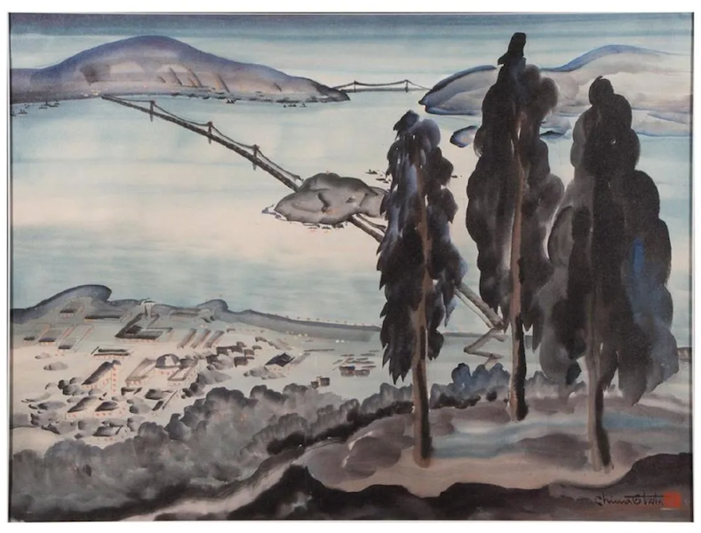 This Chiura Obata woodcut print, ‘Evening Glow of Mono Lake,’ realized $8,000 plus the buyer’s premium in May 2018. Image courtesy of Redlands Antique Auction and LiveAuctioneers.
